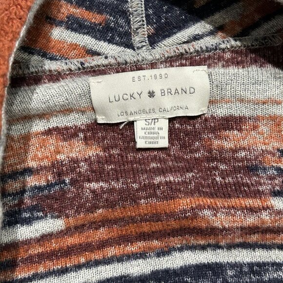 Lucky Brand Size Small Aztec Open Drape Cardigan Sweater Multicolor Knit Texture - Picture 4 of 9